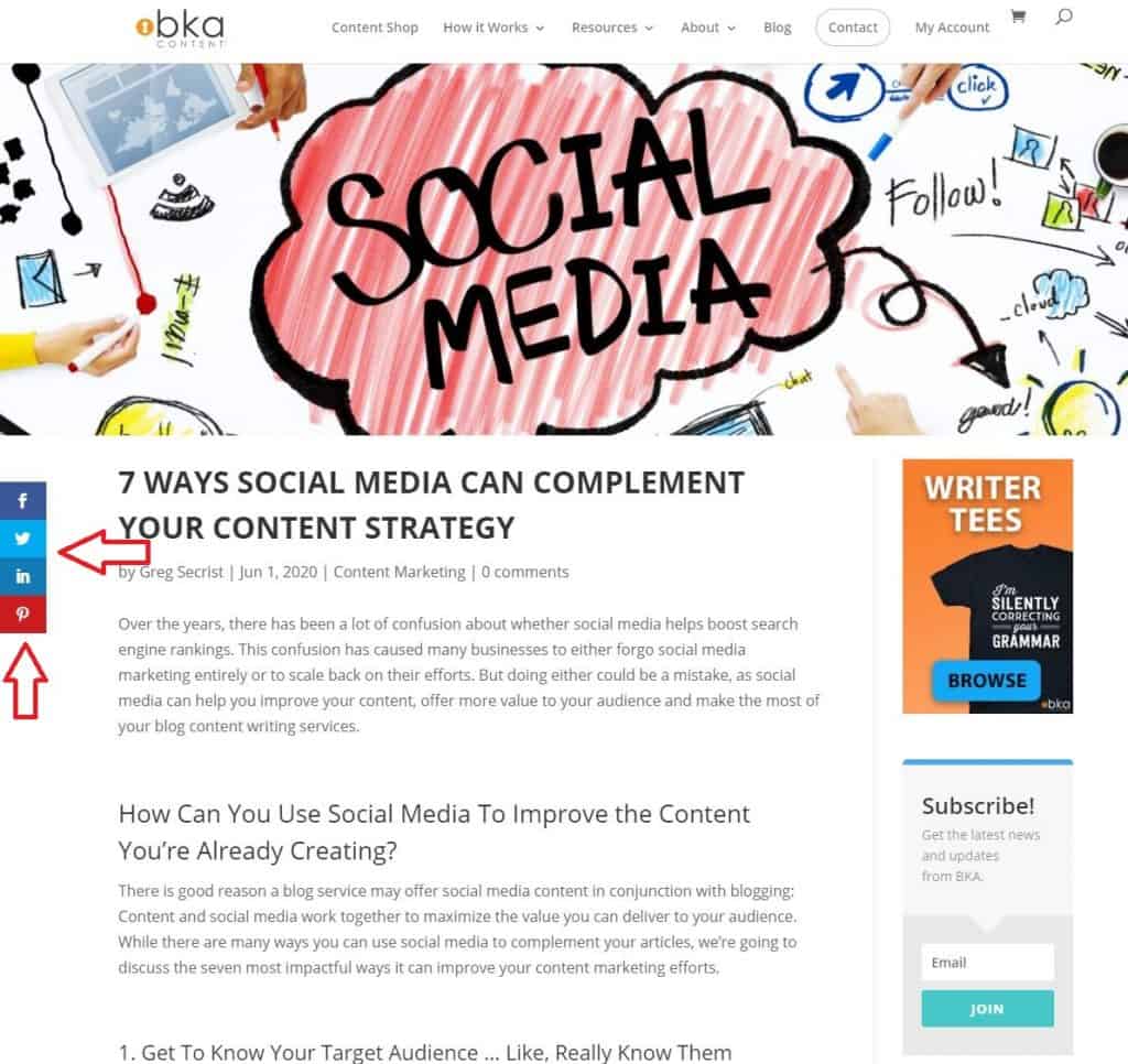 social share buttons for content strategy