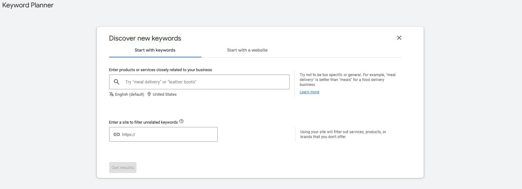 free Google keyword planner tool
