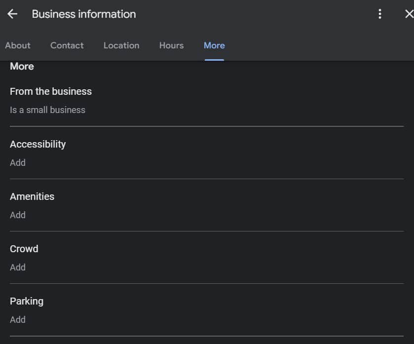 adding keywords to google my business attributes