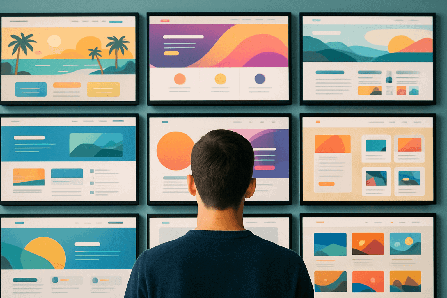 A man looks for examples of key phrases used in competitors' websites.