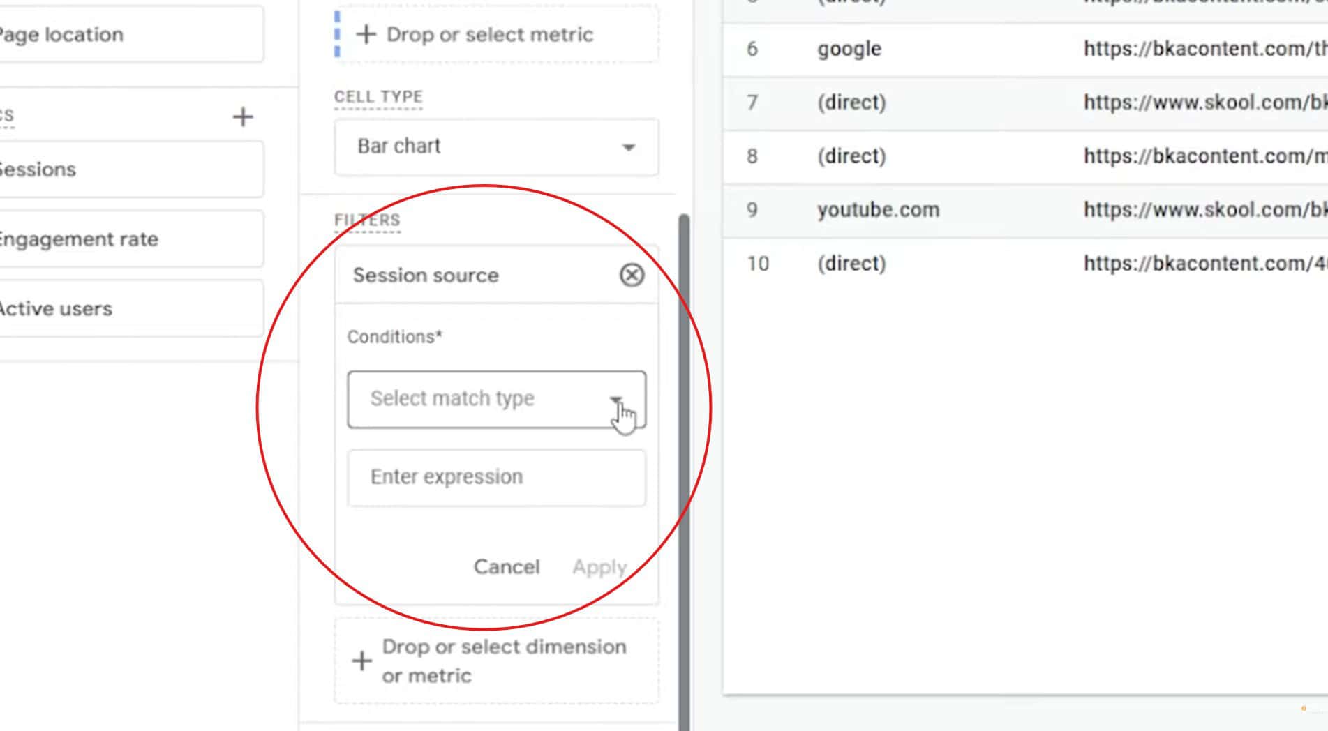 how to use a regex filter to see AI traffic in Analytics