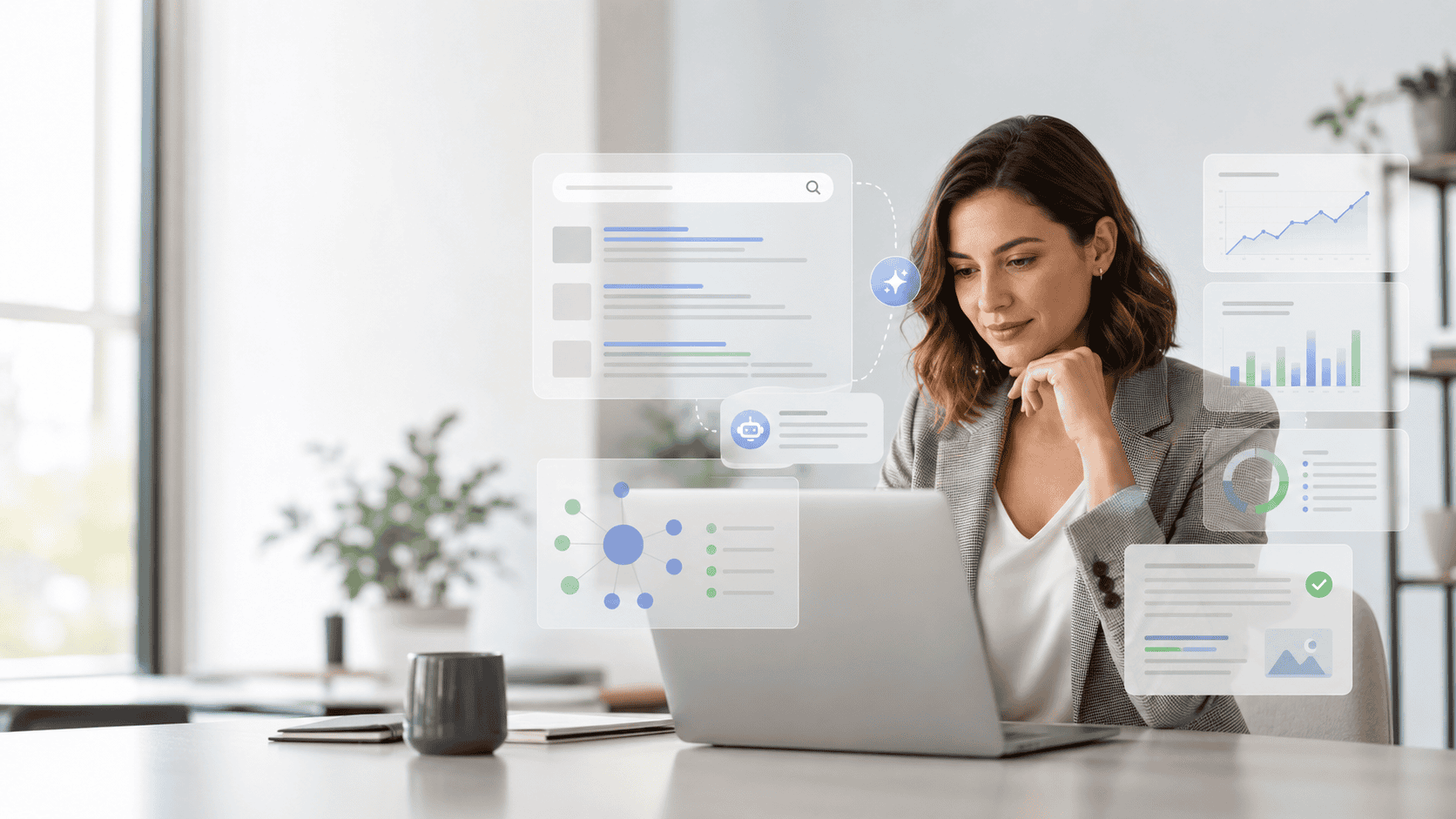 a woman begins an AI seo course