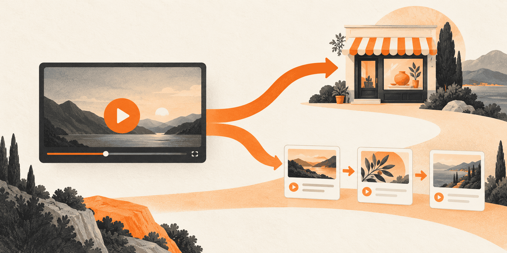 Two paths from a video: a business offer and a series of related lessons